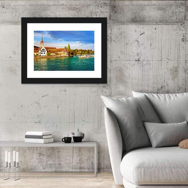 Rhine River Switzerland Canvas Wall Art-5 Horizontal-Gallery Wrap-22" x 12"-Tiaracle