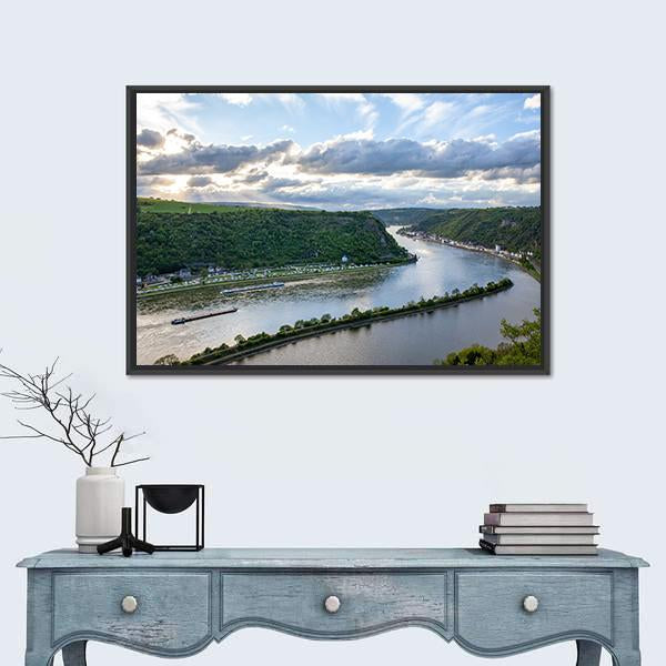 Rhine Valley Landscape Canvas Wall Art-1 Piece-Floating Frame-36" x 24"-Tiaracle