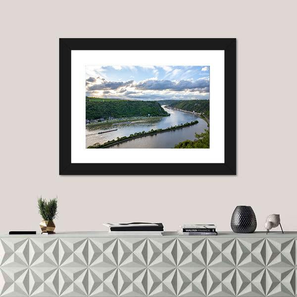 Rhine Valley Landscape Canvas Wall Art-1 Piece-Framed Print-30" x 20"-Tiaracle