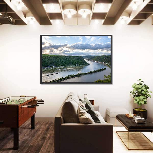 Rhine Valley Landscape Canvas Wall Art-5 Horizontal-Gallery Wrap-22" x 12"-Tiaracle