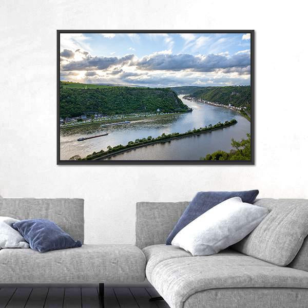 Rhine Valley Landscape Canvas Wall Art-5 Horizontal-Gallery Wrap-22" x 12"-Tiaracle