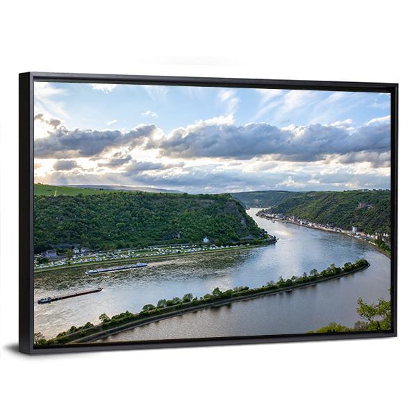 Rhine Valley Landscape Canvas Wall Art-5 Horizontal-Gallery Wrap-22" x 12"-Tiaracle