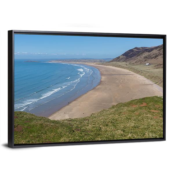 Rhossili Bay Beach Canvas Wall Art-3 Horizontal-Gallery Wrap-25" x 16"-Tiaracle