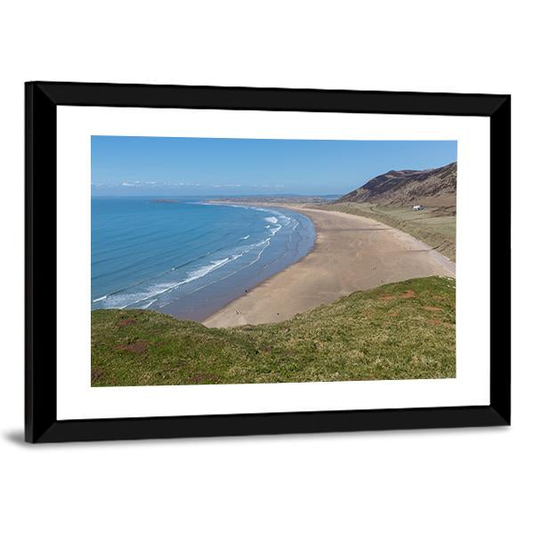 Rhossili Bay Beach Canvas Wall Art-3 Horizontal-Gallery Wrap-25" x 16"-Tiaracle