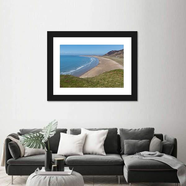 Rhossili Bay Beach Canvas Wall Art-3 Horizontal-Gallery Wrap-25" x 16"-Tiaracle