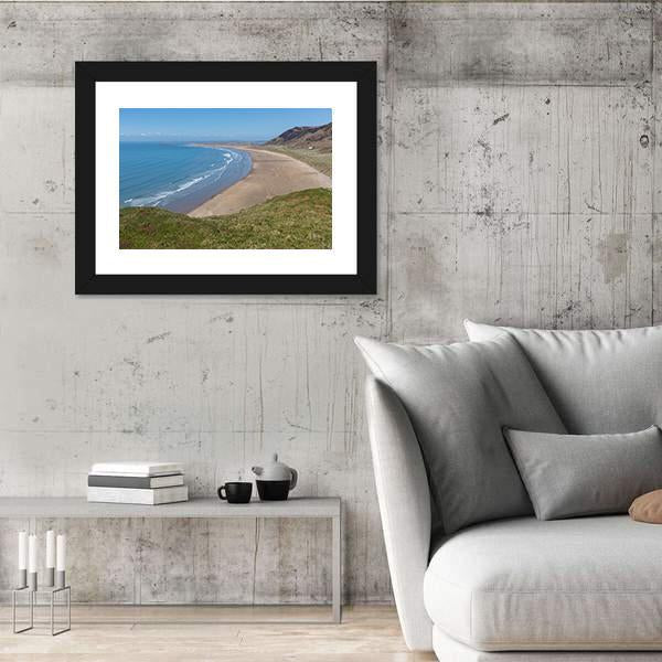 Rhossili Bay Beach Canvas Wall Art-3 Horizontal-Gallery Wrap-25" x 16"-Tiaracle