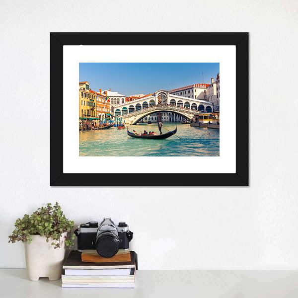 Rialto Bridge In Venice Canvas Wall Art-1 Piece-Framed Print-30" x 20"-Tiaracle
