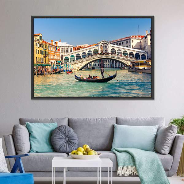 Rialto Bridge In Venice Canvas Wall Art-5 Horizontal-Gallery Wrap-22" x 12"-Tiaracle