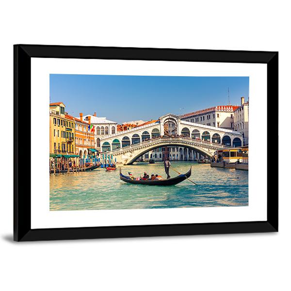 Rialto Bridge In Venice Canvas Wall Art-5 Horizontal-Gallery Wrap-22" x 12"-Tiaracle