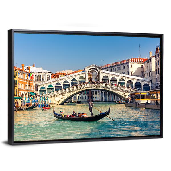 Rialto Bridge In Venice Canvas Wall Art-5 Horizontal-Gallery Wrap-22" x 12"-Tiaracle