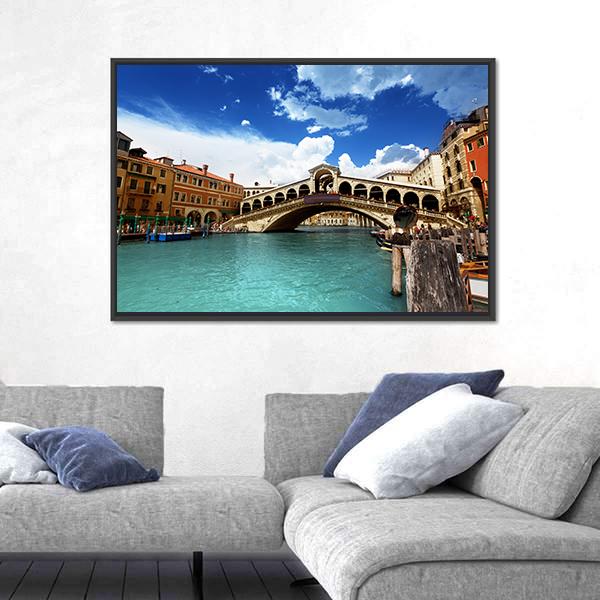 Rialto Bridge In Venice Italy Canvas Wall Art-5 Horizontal-Gallery Wrap-22" x 12"-Tiaracle