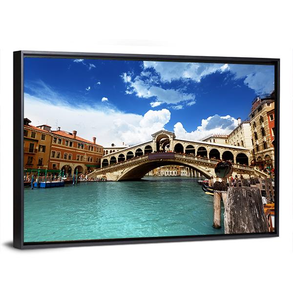 Rialto Bridge In Venice Italy Canvas Wall Art-5 Horizontal-Gallery Wrap-22" x 12"-Tiaracle