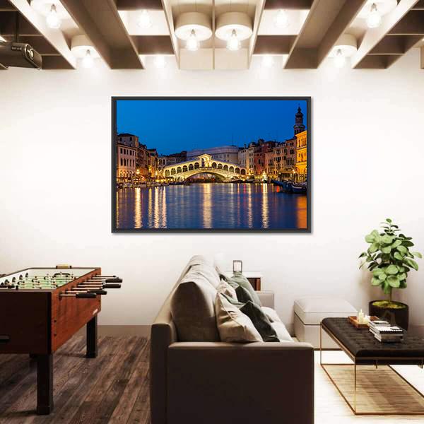 Rialto Bridge Italy Canvas Wall Art-5 Horizontal-Gallery Wrap-22" x 12"-Tiaracle