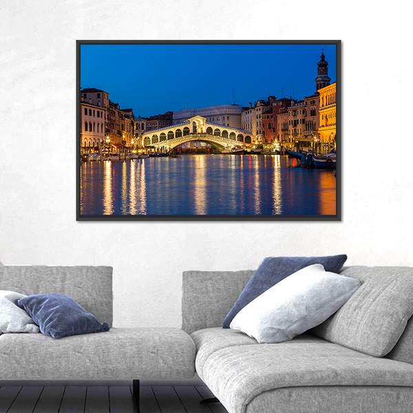 Rialto Bridge Italy Canvas Wall Art-5 Horizontal-Gallery Wrap-22" x 12"-Tiaracle