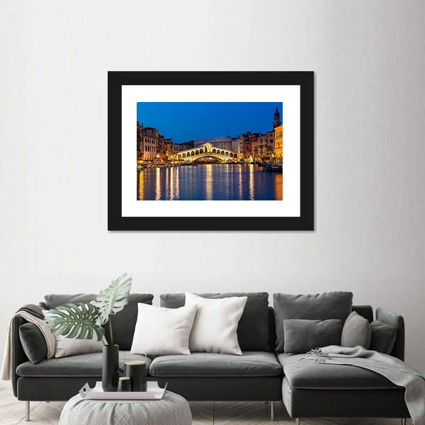 Rialto Bridge Italy Canvas Wall Art-5 Horizontal-Gallery Wrap-22" x 12"-Tiaracle