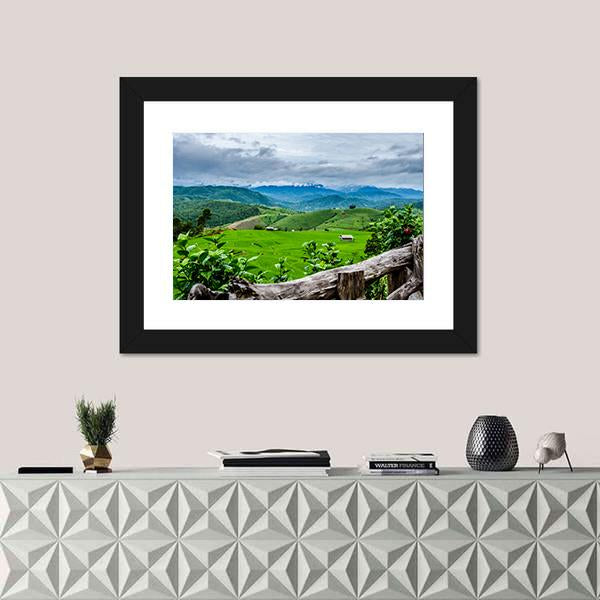 Rice Fields At Maechaem In Thailand Canvas Wall Art-1 Piece-Framed Print-20" x 16"-Tiaracle