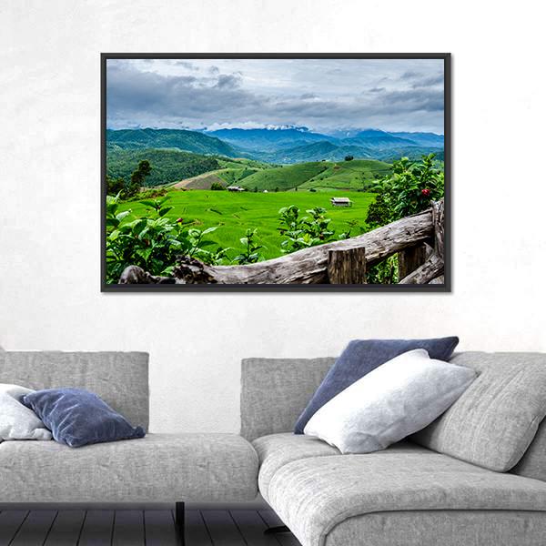 Rice Fields At Maechaem In Thailand Canvas Wall Art-3 Horizontal-Gallery Wrap-25" x 16"-Tiaracle