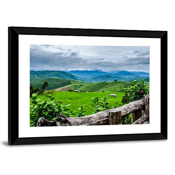 Rice Fields At Maechaem In Thailand Canvas Wall Art-3 Horizontal-Gallery Wrap-25" x 16"-Tiaracle