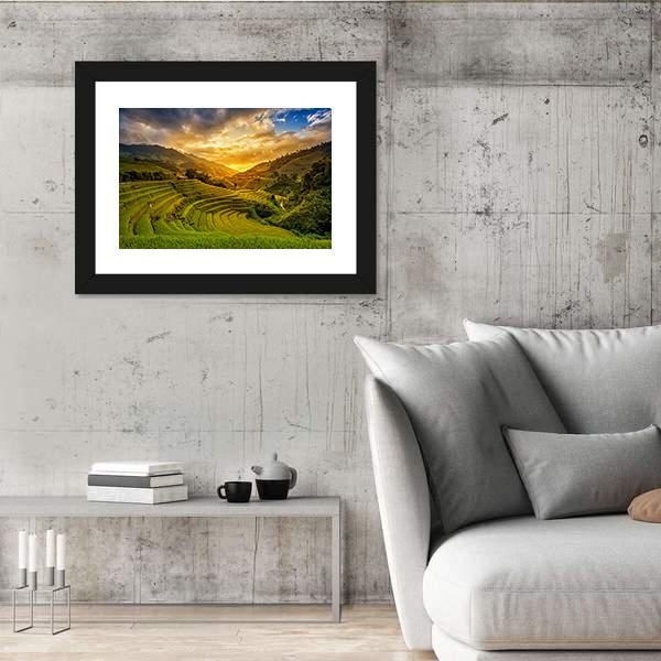 Rice Fields On Terrace Canvas Wall Art-5 Horizontal-Gallery Wrap-22" x 12"-Tiaracle