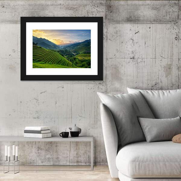 Rice Fields On Terrace In Rainy Season In Vietnam Canvas Wall Art-3 Horizontal-Gallery Wrap-25" x 16"-Tiaracle