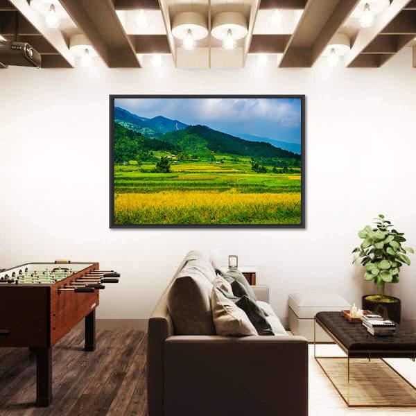 Rice Fields On Terraced Of Vietnam Canvas Wall Art-3 Horizontal-Gallery Wrap-25" x 16"-Tiaracle