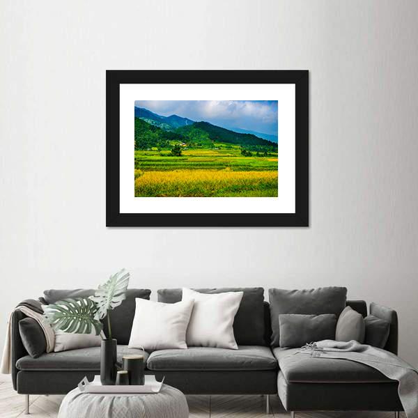 Rice Fields On Terraced Of Vietnam Canvas Wall Art-3 Horizontal-Gallery Wrap-25" x 16"-Tiaracle