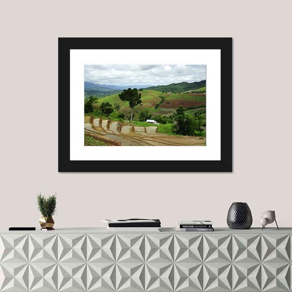 Rice Terrace At Maechaem In Thailand Canvas Wall Art-1 Piece-Framed Print-20" x 16"-Tiaracle