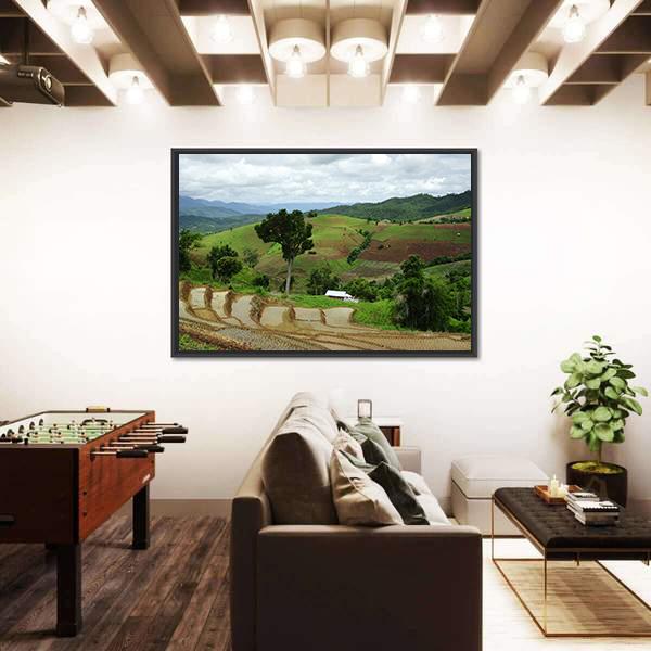 Rice Terrace At Maechaem In Thailand Canvas Wall Art-3 Horizontal-Gallery Wrap-25" x 16"-Tiaracle