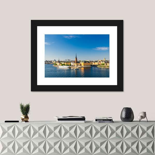 Riddarholm Church Near Lake Malaren Canvas Wall Art-1 Piece-Framed Print-20" x 16"-Tiaracle