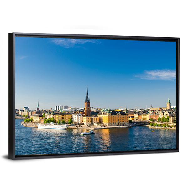 Riddarholm Church Near Lake Malaren Canvas Wall Art-3 Horizontal-Gallery Wrap-25" x 16"-Tiaracle