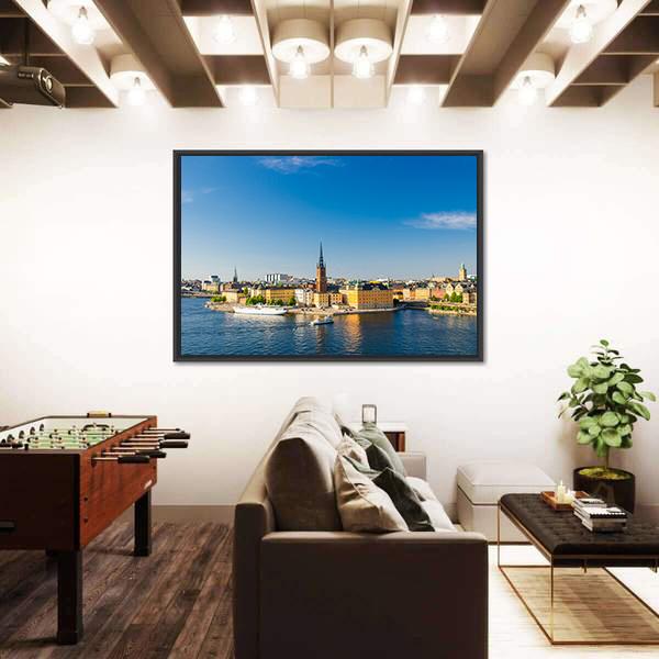 Riddarholm Church Near Lake Malaren Canvas Wall Art-3 Horizontal-Gallery Wrap-25" x 16"-Tiaracle