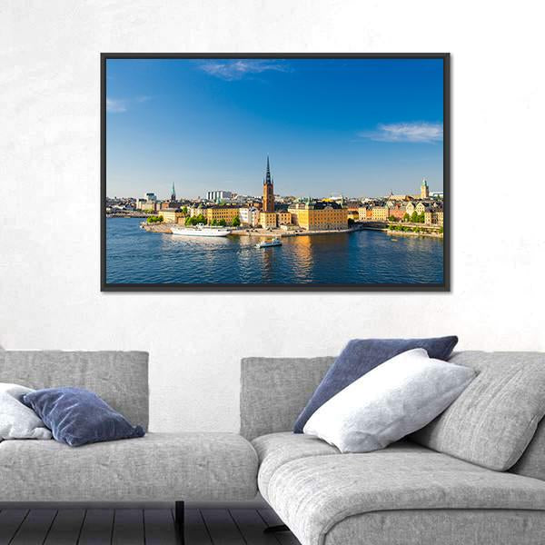 Riddarholm Church Near Lake Malaren Canvas Wall Art-3 Horizontal-Gallery Wrap-25" x 16"-Tiaracle