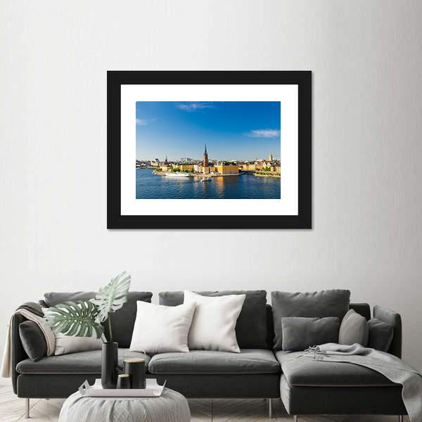 Riddarholm Church Near Lake Malaren Canvas Wall Art-3 Horizontal-Gallery Wrap-25" x 16"-Tiaracle