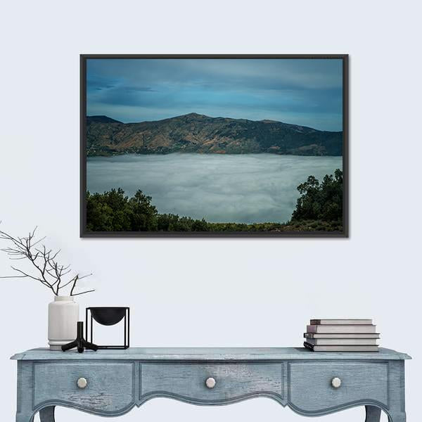 Rif Mountains Landscape With Clouds Canvas Wall Art-1 Piece-Floating Frame-24" x 16"-Tiaracle
