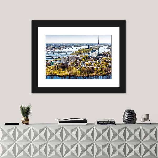 Riga City Of Latvia Canvas Wall Art-1 Piece-Framed Print-20" x 16"-Tiaracle