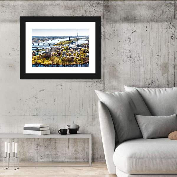 Riga City Of Latvia Canvas Wall Art-5 Horizontal-Gallery Wrap-22" x 12"-Tiaracle