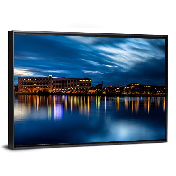 Riga Skyline Night Shot Canvas Wall Art-3 Horizontal-Gallery Wrap-25" x 16"-Tiaracle