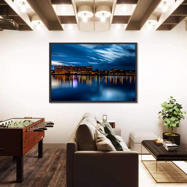 Riga Skyline Night Shot Canvas Wall Art-3 Horizontal-Gallery Wrap-25" x 16"-Tiaracle