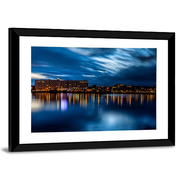 Riga Skyline Night Shot Canvas Wall Art-3 Horizontal-Gallery Wrap-25" x 16"-Tiaracle
