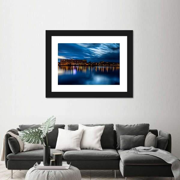 Riga Skyline Night Shot Canvas Wall Art-3 Horizontal-Gallery Wrap-25" x 16"-Tiaracle