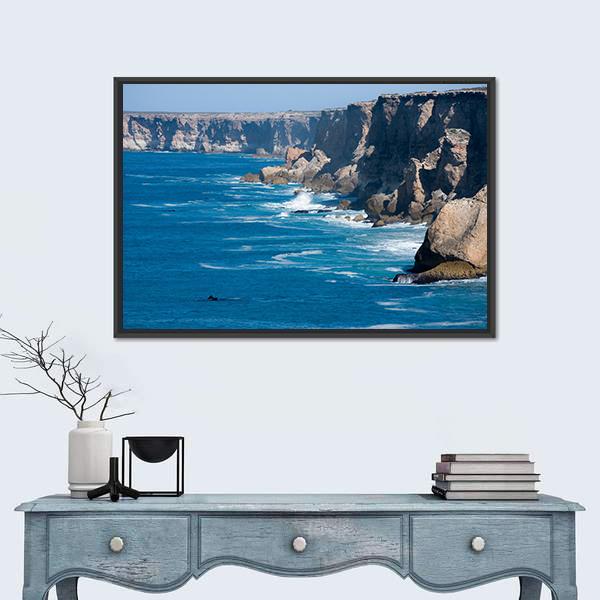 Right Whale Bunda Cliffs In Australia Canvas Wall Art-1 Piece-Floating Frame-24" x 16"-Tiaracle