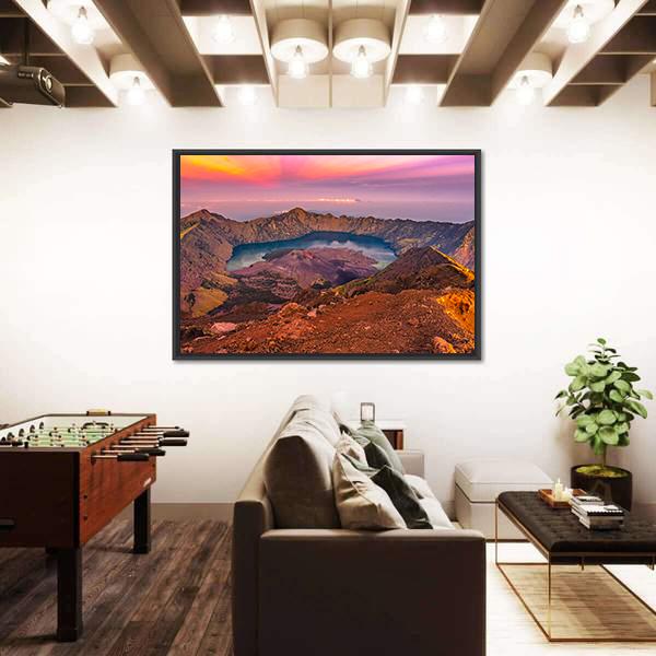 Rinjani Mountain Morning Canvas Wall Art-5 Horizontal-Gallery Wrap-22" x 12"-Tiaracle