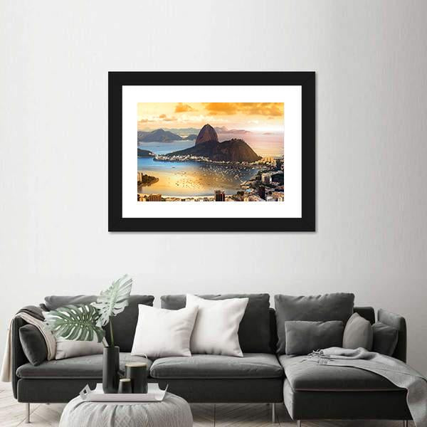 Rio De Janeiro At Brazil In Twilight Canvas Wall Art-5 Horizontal-Gallery Wrap-22" x 12"-Tiaracle