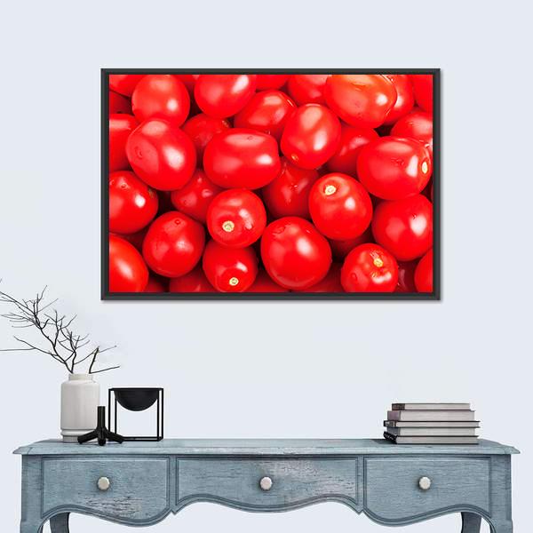 Ripe Red Tomatoes Canvas Wall Art-1 Piece-Floating Frame-36" x 24"-Tiaracle