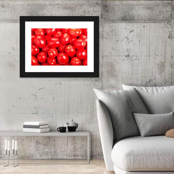 Ripe Red Tomatoes Canvas Wall Art-5 Horizontal-Gallery Wrap-22" x 12"-Tiaracle