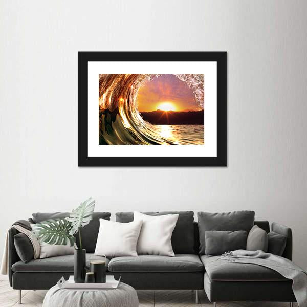 Rising Sun Ocean Wave Canvas Wall Art-3 Horizontal-Gallery Wrap-25" x 16"-Tiaracle