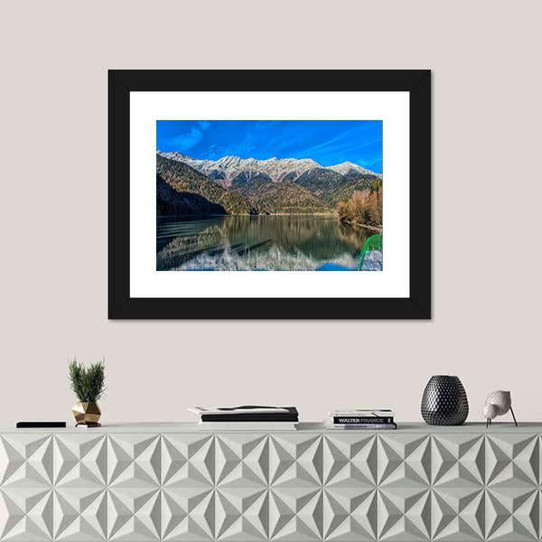 Ritz Lake In Abkhazia Mountains Canvas Wall Art-1 Piece-Framed Print-20" x 16"-Tiaracle