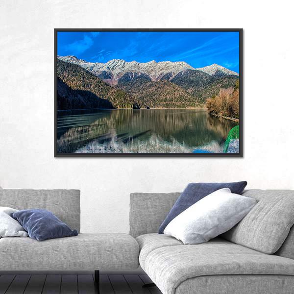 Ritz Lake In Abkhazia Mountains Canvas Wall Art-3 Horizontal-Gallery Wrap-25" x 16"-Tiaracle