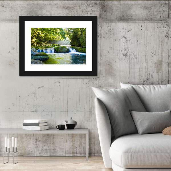 River And Shaft Beam Of Light Canvas Wall Art-3 Horizontal-Gallery Wrap-25" x 16"-Tiaracle