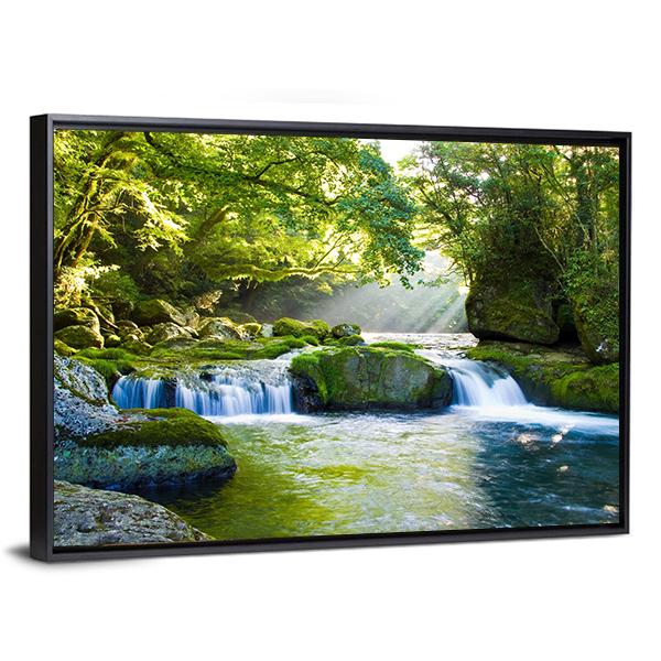 River And Shaft Beam Of Light Canvas Wall Art-3 Horizontal-Gallery Wrap-25" x 16"-Tiaracle